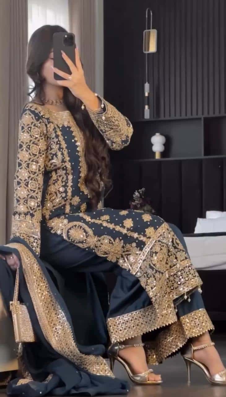 Faux Georgette Kurta Pant with Dupatta