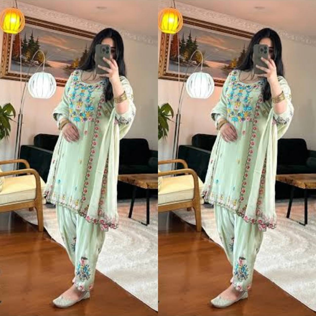 Silk designer kurta dhoti with dupatta sets