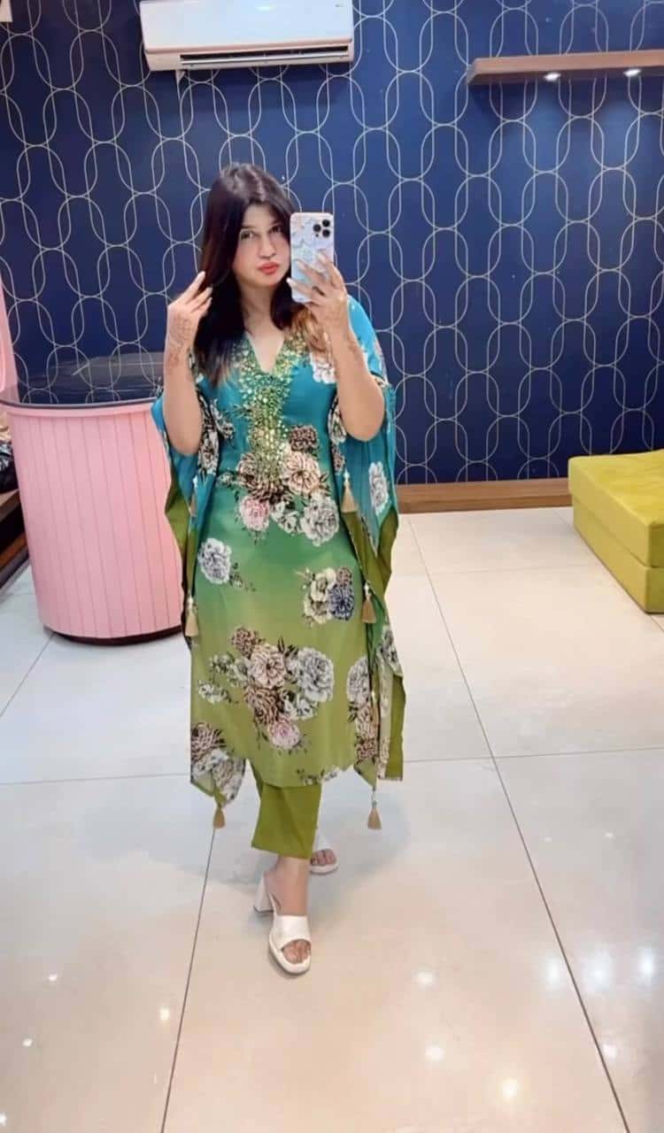 Pure Chinon Silk Kaftan Pant with Dupatta