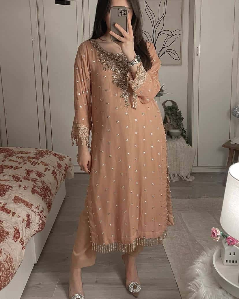 Beautiful georgette embroidery readymade salwar kameez set