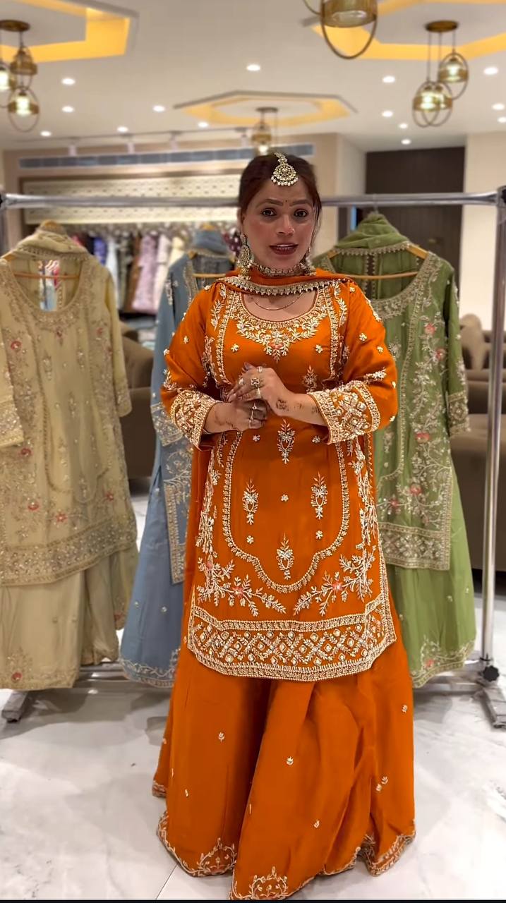 Wedding wear kurta sharara with dupatta sets