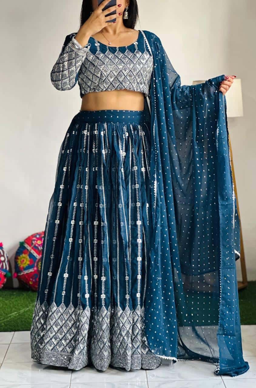 Heavy Sequence Work and Thread Work Choli Lehenga with Dupatta