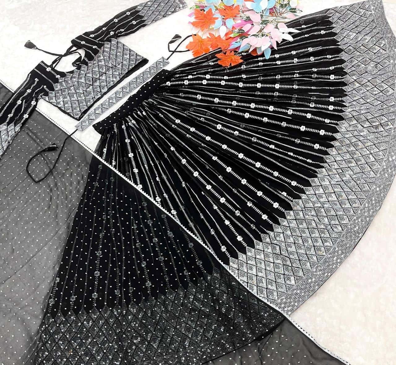 Heavy Sequence Work and Thread Work Choli Lehenga with Dupatta