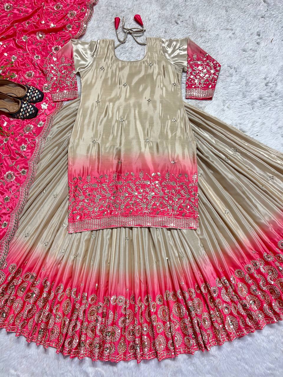 Chinnon silk lehenga set for women