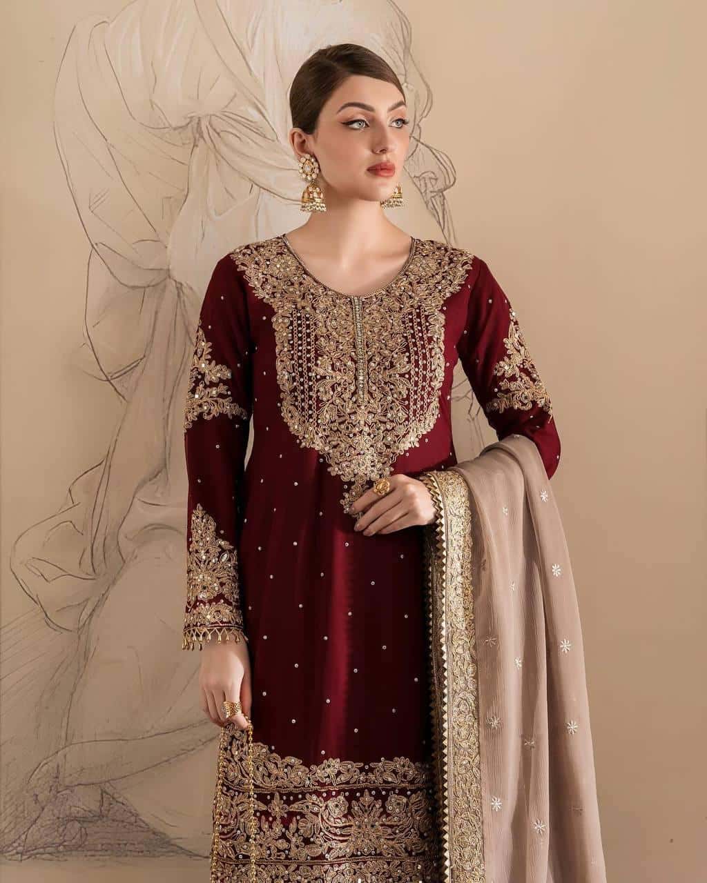 Faux Georgette Kurta Sharara with Dupatta set