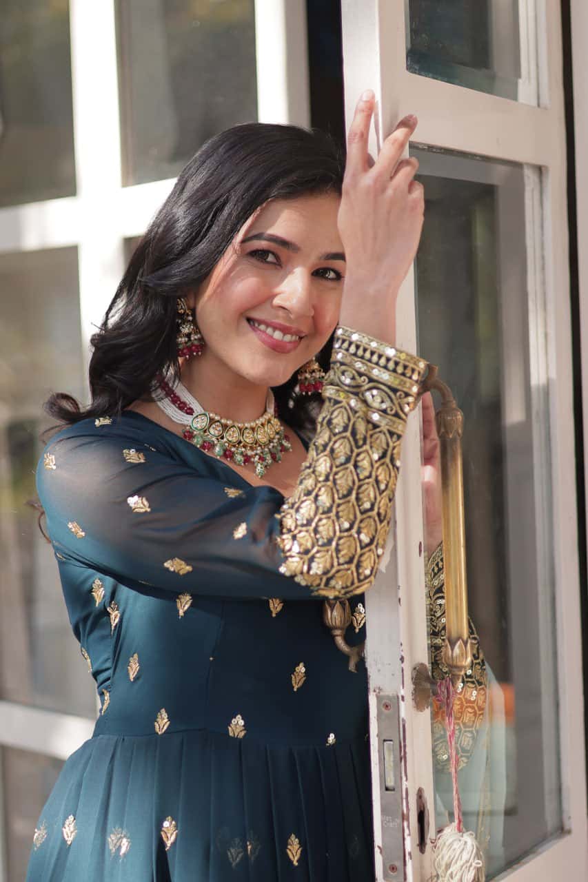 Luxury Faux Blooming Sequins Gown with Cutwork Embroidered Dupatta