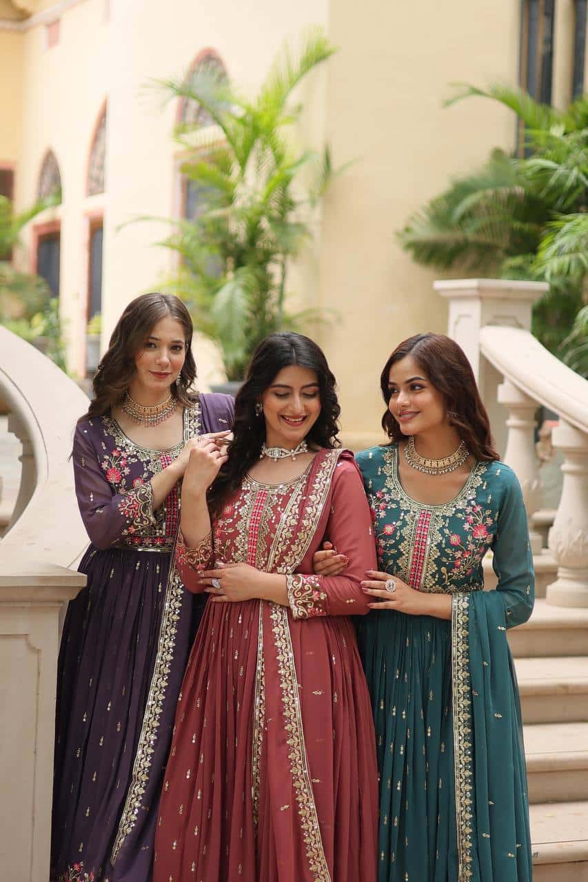 "Elegant Faux Georgette Kurti & Sharara Set with Sequins Dupatta"