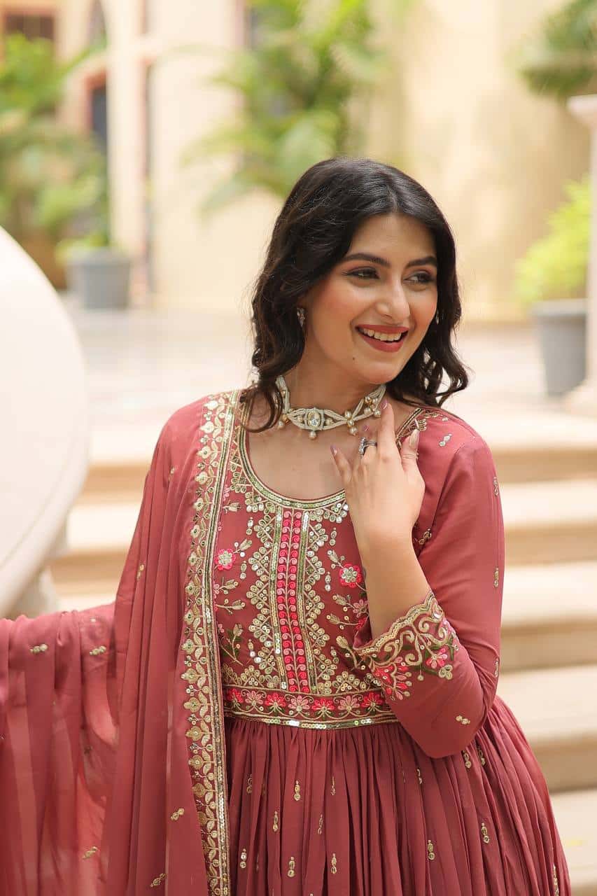 Faux Georgette Kurti and Sharara Set with Sequins Embroidery