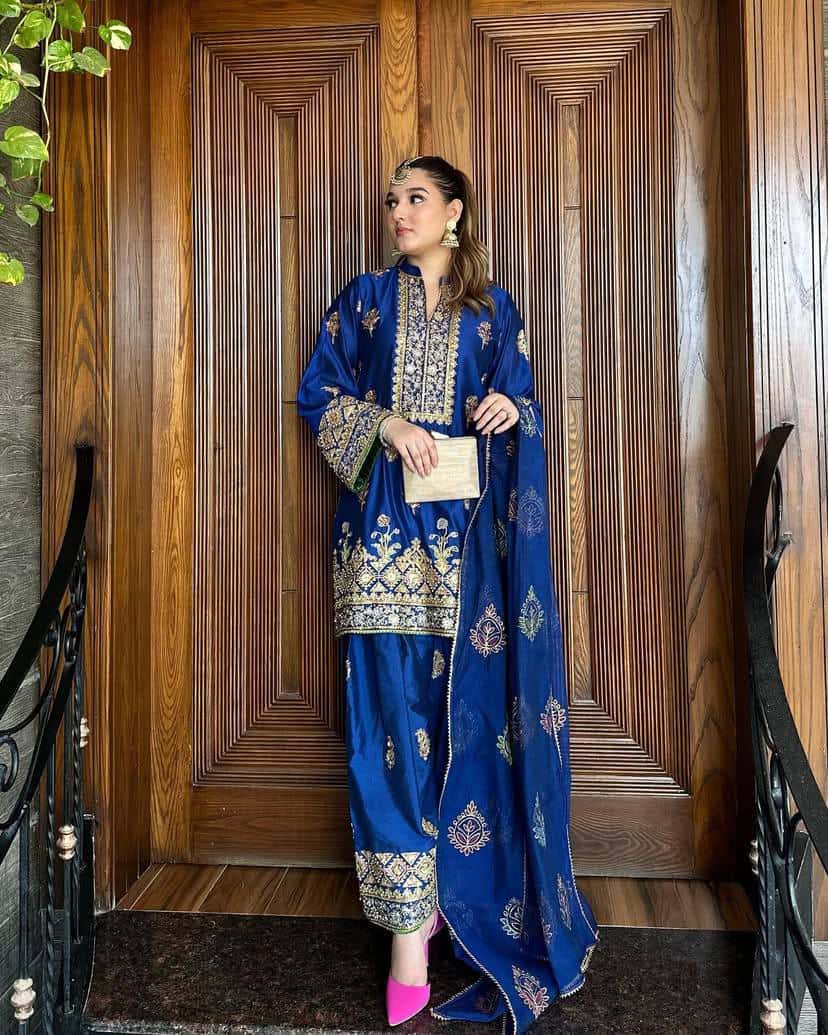 New Kurti-Plazzo Set in Chinon Silk with Beautiful Sequins Embroidery Work
