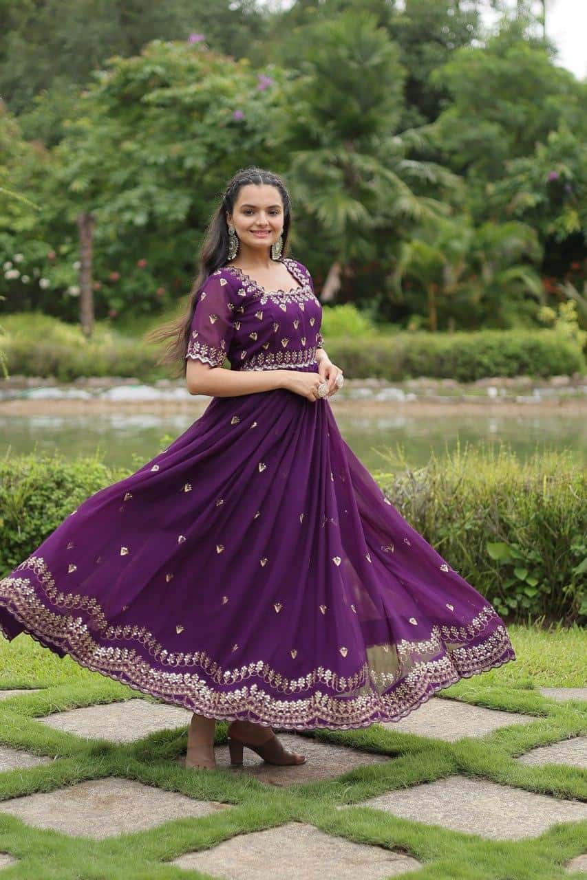 Heavy handwork Sequins work gown for women