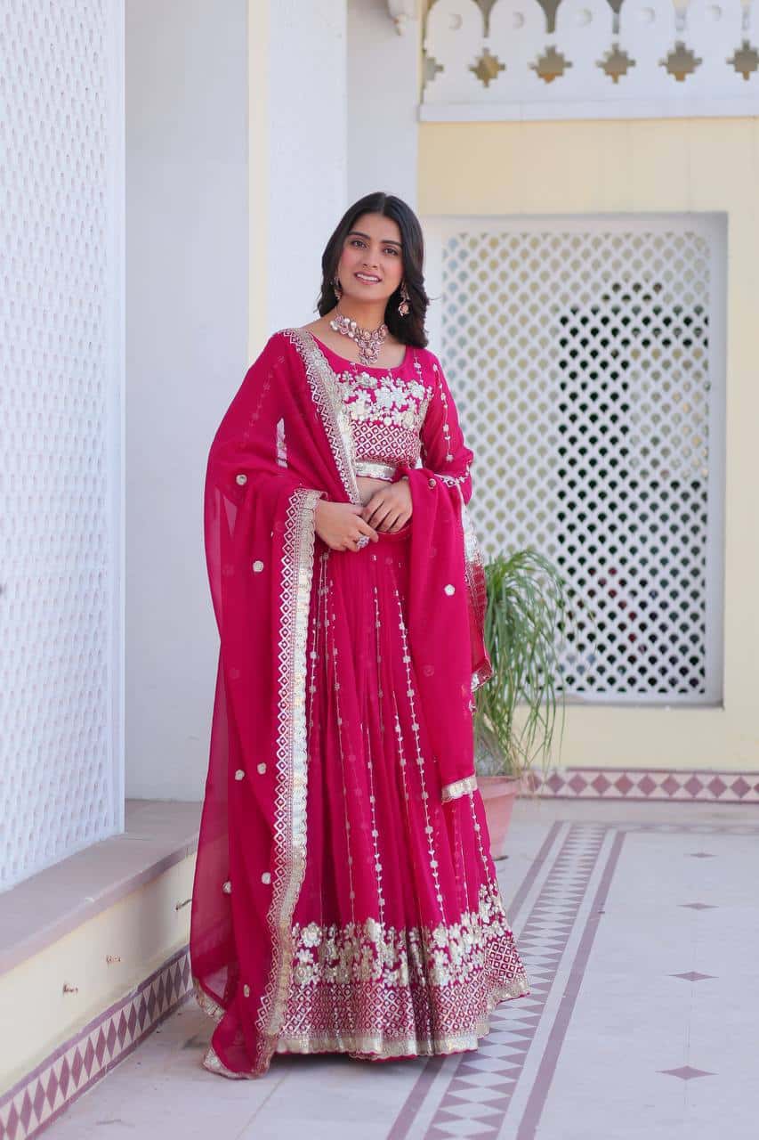 Women's faux georgette wedding wear readyto wear lehenga set