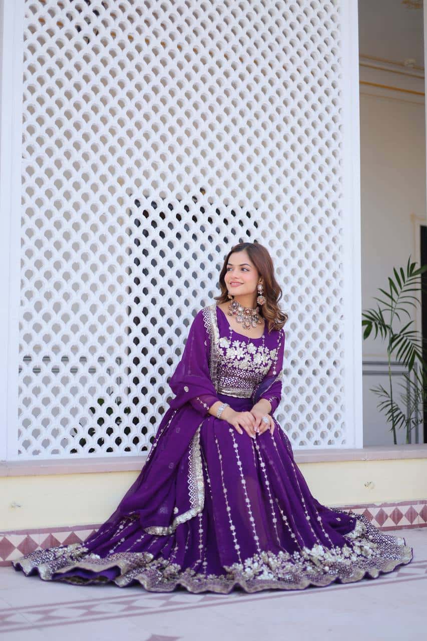 Women's faux georgette wedding wear readyto wear lehenga set