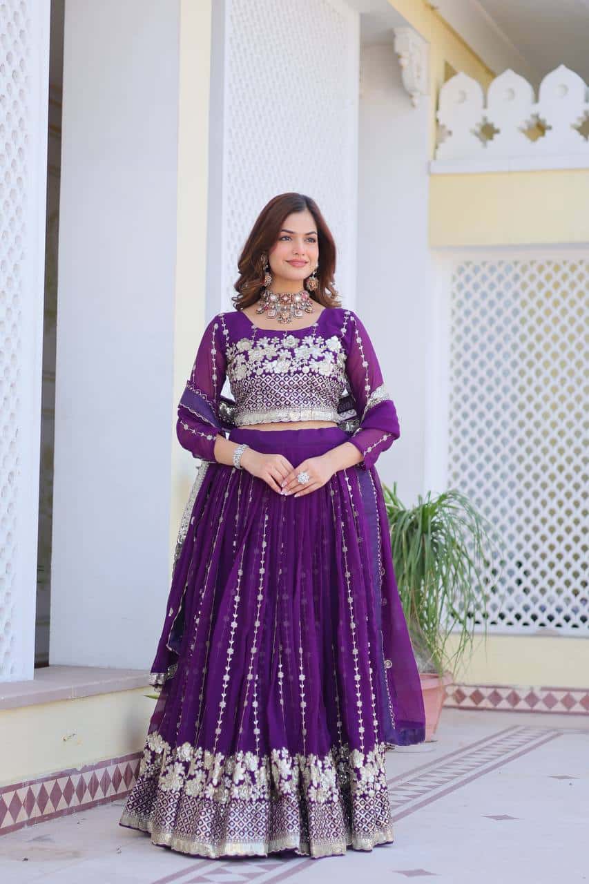 Women's faux georgette wedding wear readyto wear lehenga set