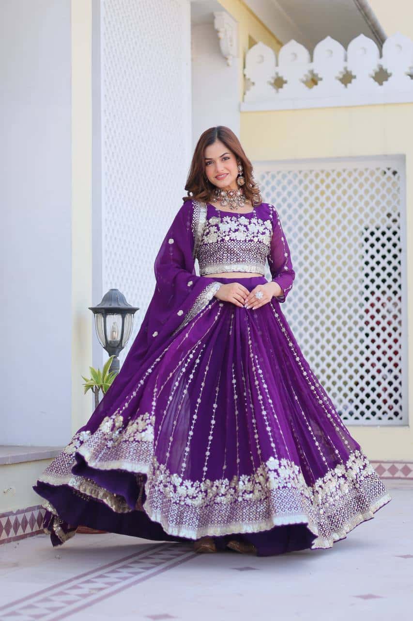 Women's faux georgette wedding wear readyto wear lehenga set