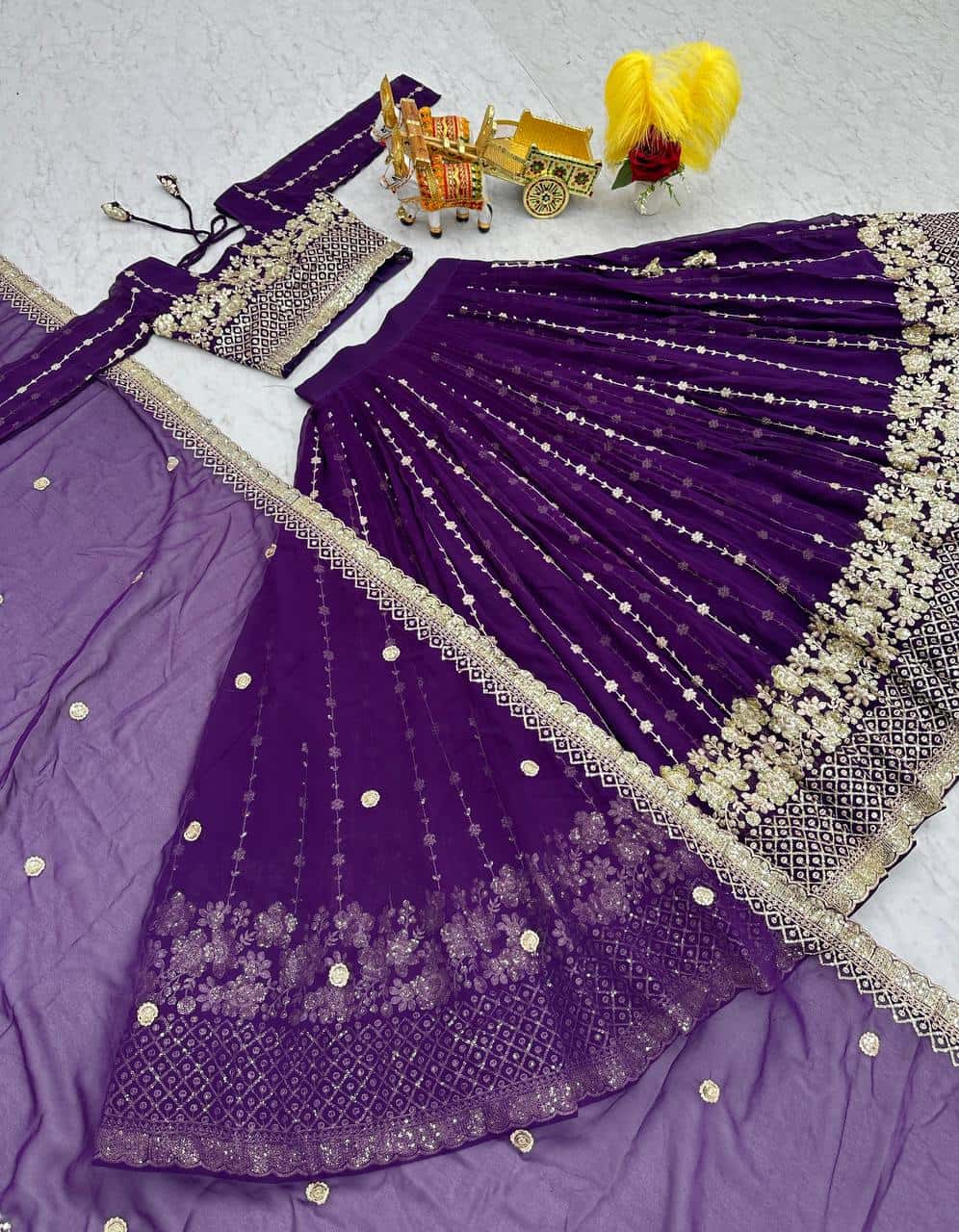 Women's faux georgette wedding wear readyto wear lehenga set