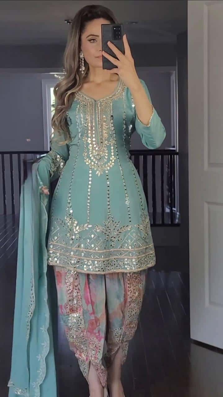 Embroidered Punjabi Dhoti Set