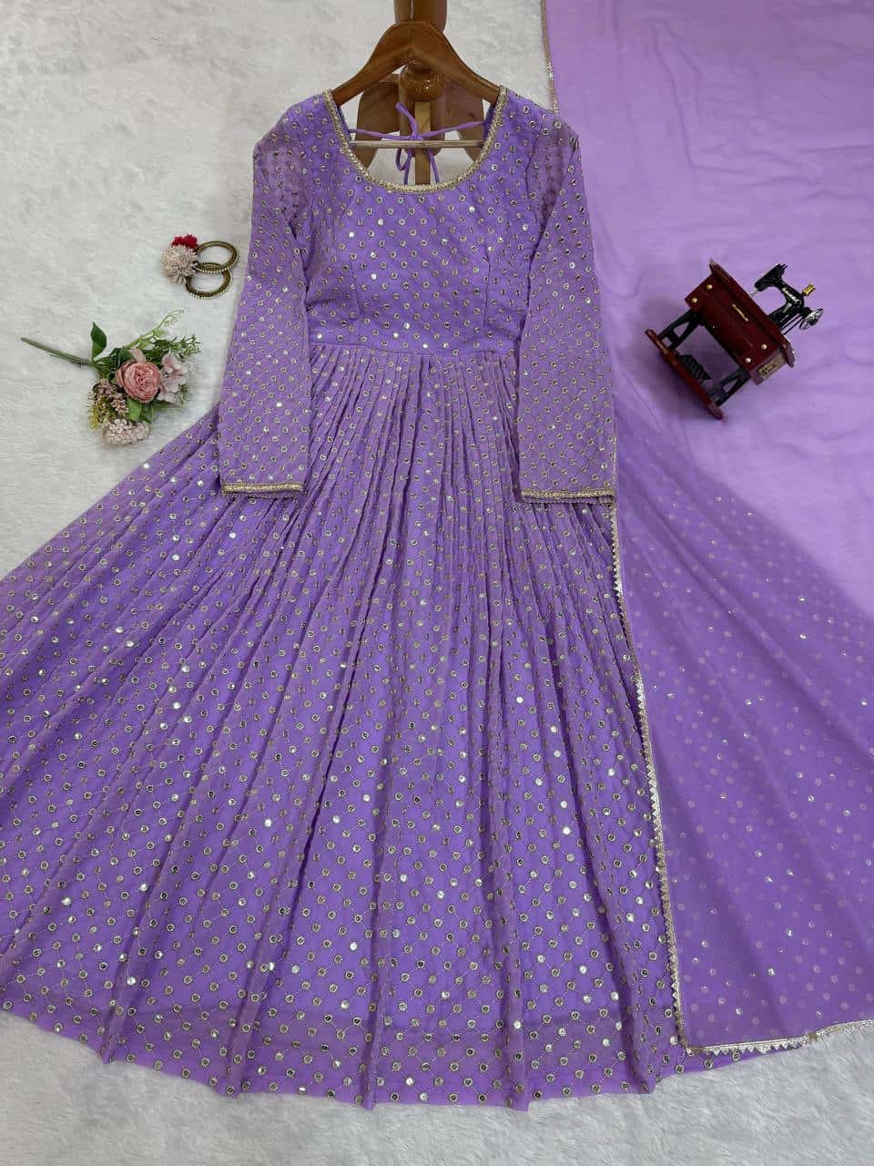 Party wear heavy gown with dupatta sets