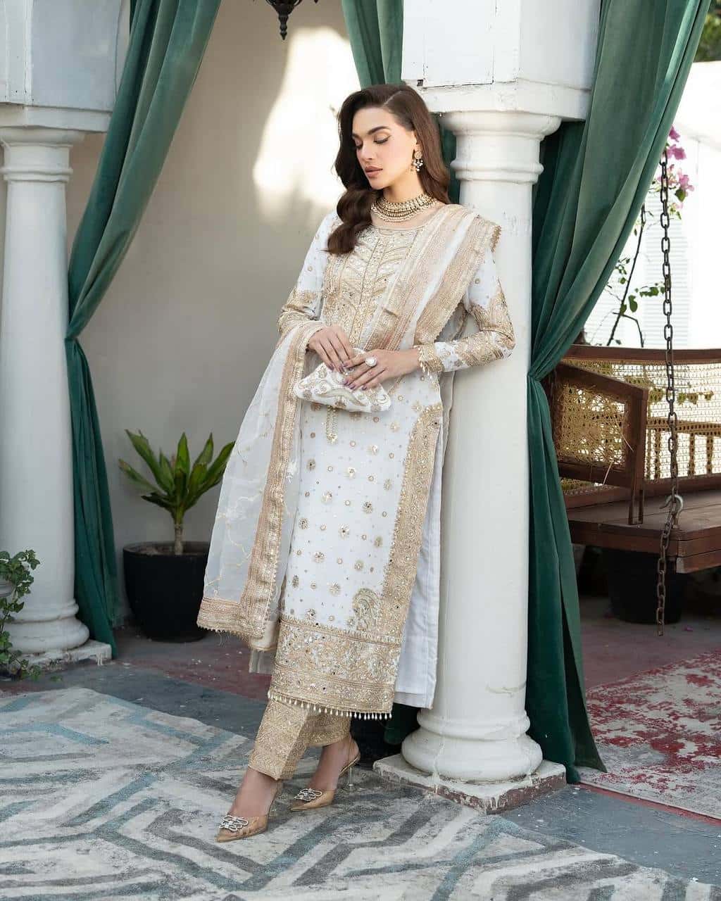 New Collection In heavy Chinnon With Heavy Embroidery Sequence Work Top-Bottom And Dupatta Set Fully Stitched Ready To Wear