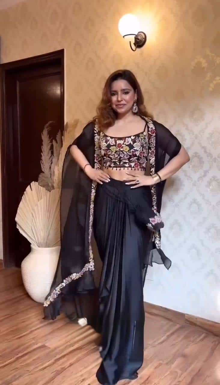Womens designer choli dhoti with shrug sets