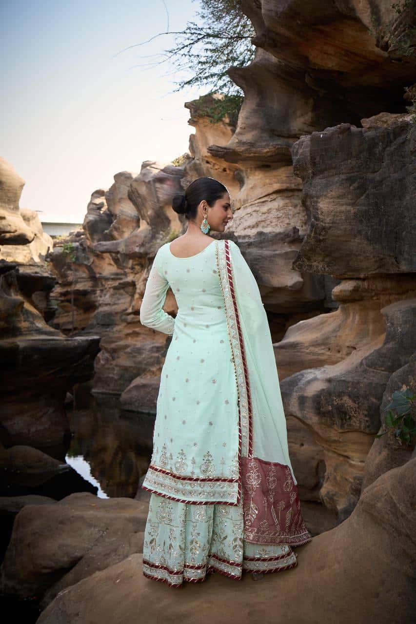 Real model shoot kurta sharara set for wedding festival wear