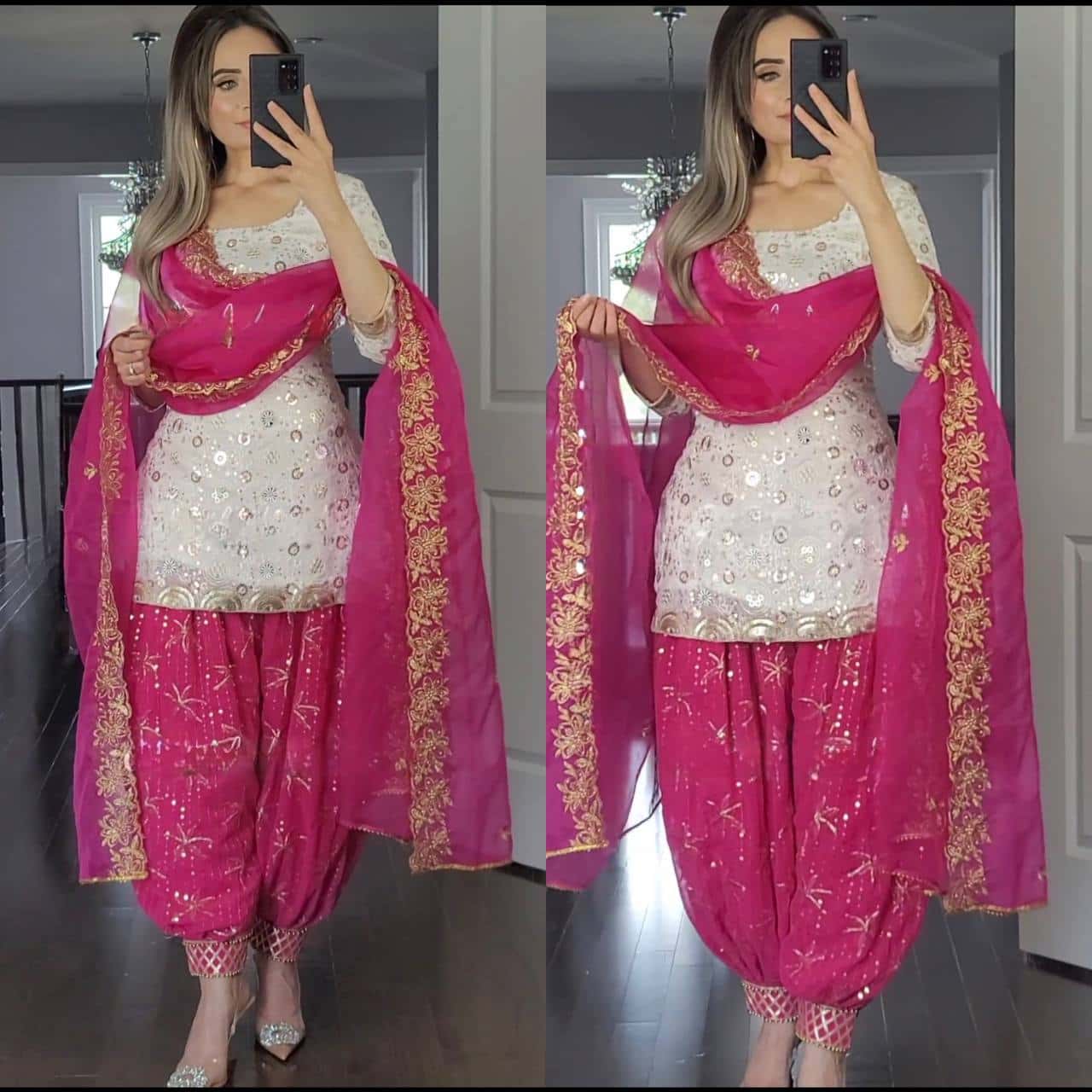 Beautiful Georgette Kurta Dhoti Punjabi Suit