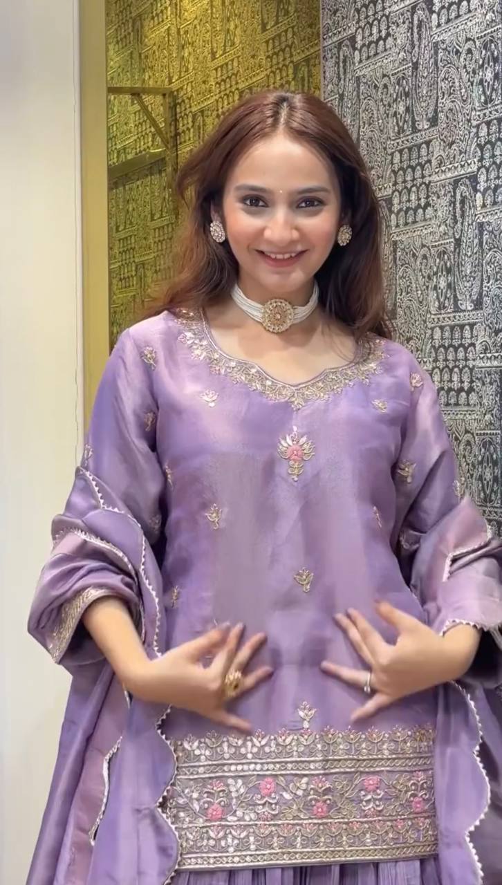 Designer Jimmy Choo Silk Embroidered Lehenga Set with Dupatta