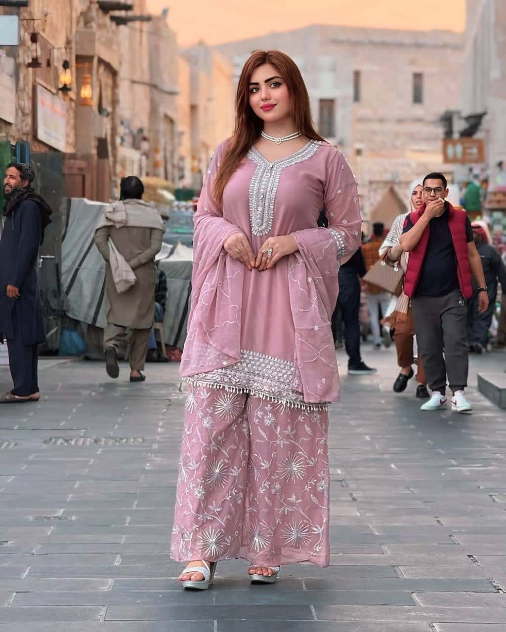 Pure heavy faux georgette readymade stitch salwar suit