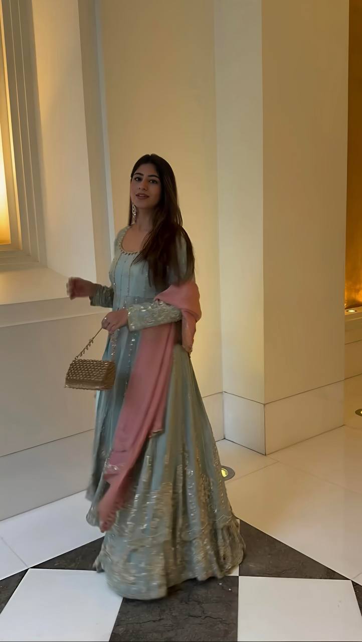 Women Anarkali star georgette kurta lehenga with dupatta sets