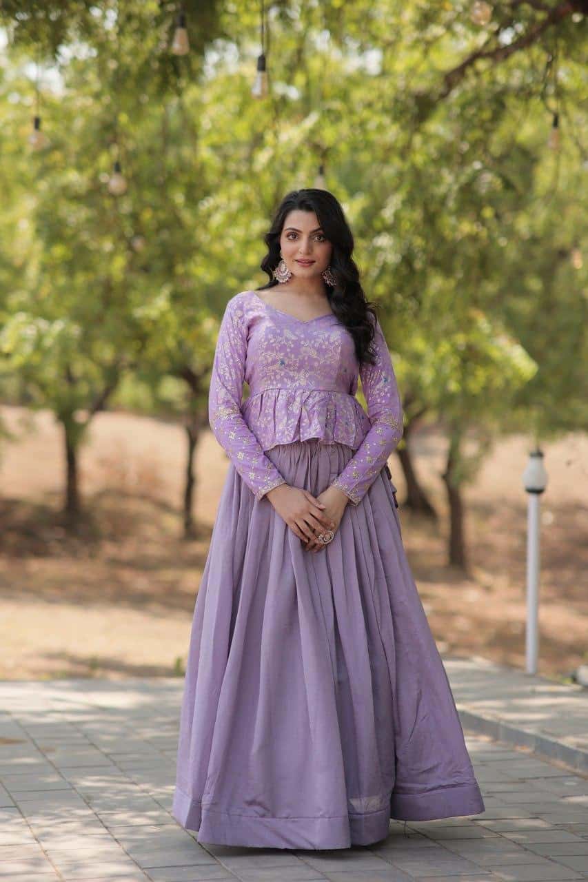 Pure Dyable Viscose Jacquard with Rich Flower Design Lehenga with Blouse