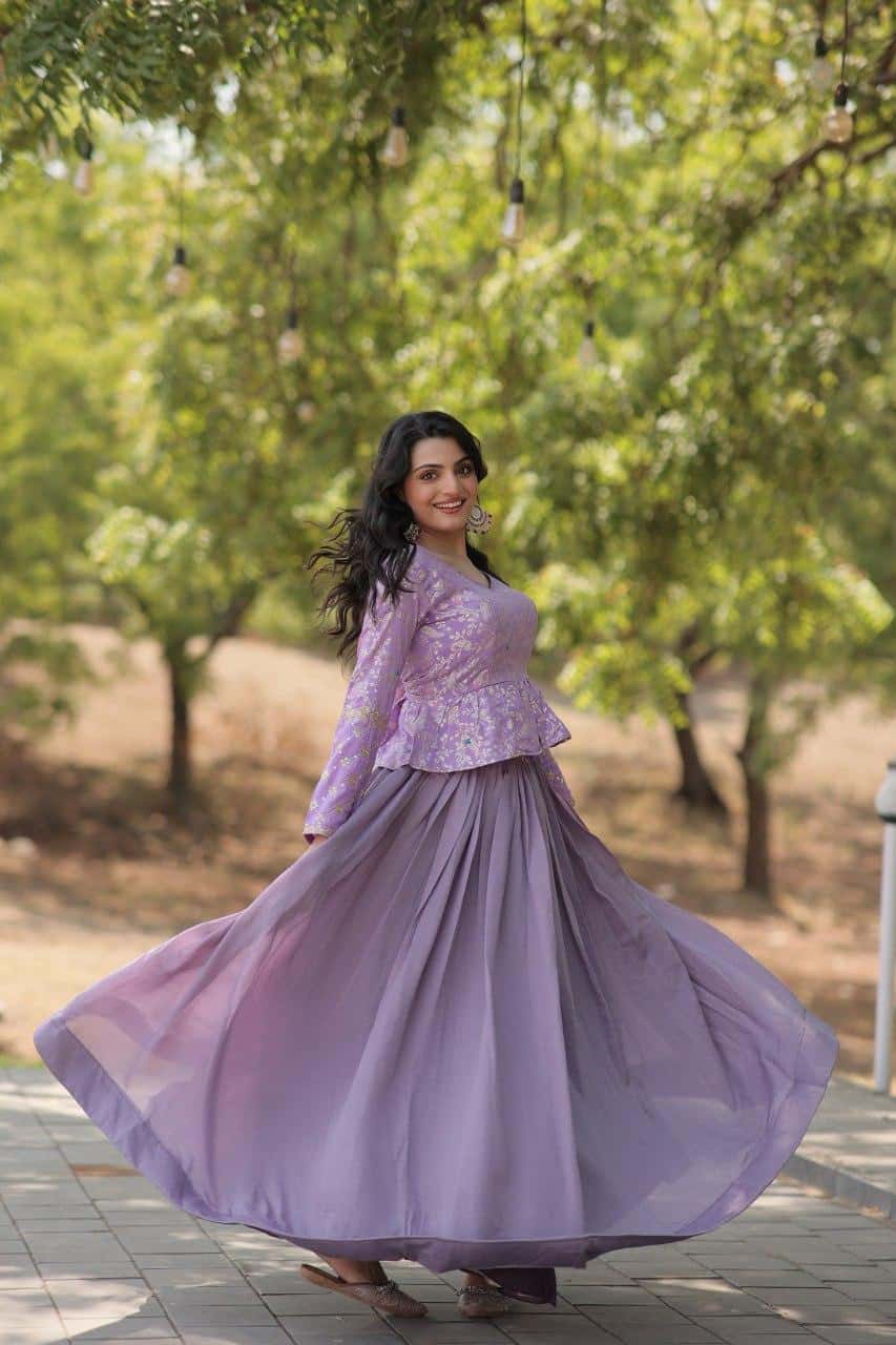 Pure Dyable Viscose Jacquard with Rich Flower Design Lehenga with Blouse