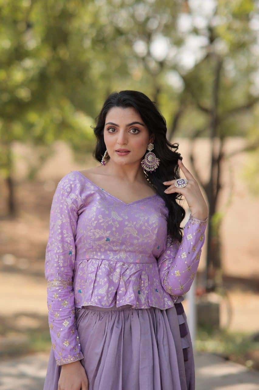 Pure Dyable Viscose Jacquard with Rich Flower Design Lehenga with Blouse