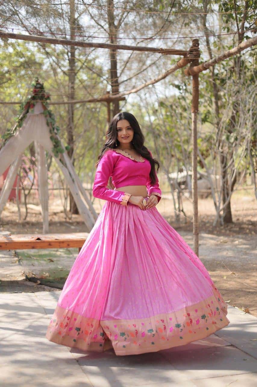 Pure Dyable Viscose Jacquard with Kalamkari Lehenga with Blouse