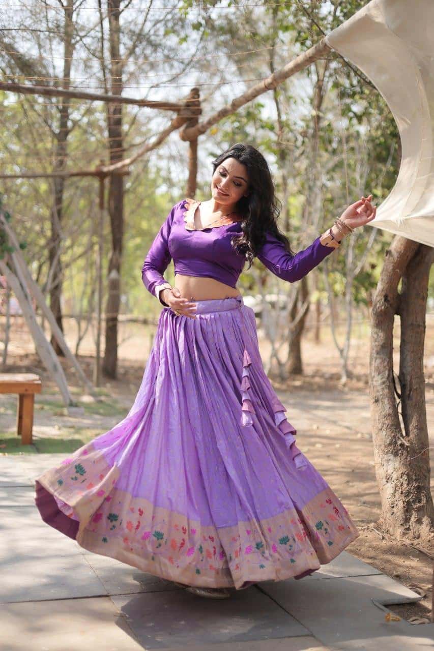 Pure Dyable Viscose Jacquard with Kalamkari Lehenga with Blouse