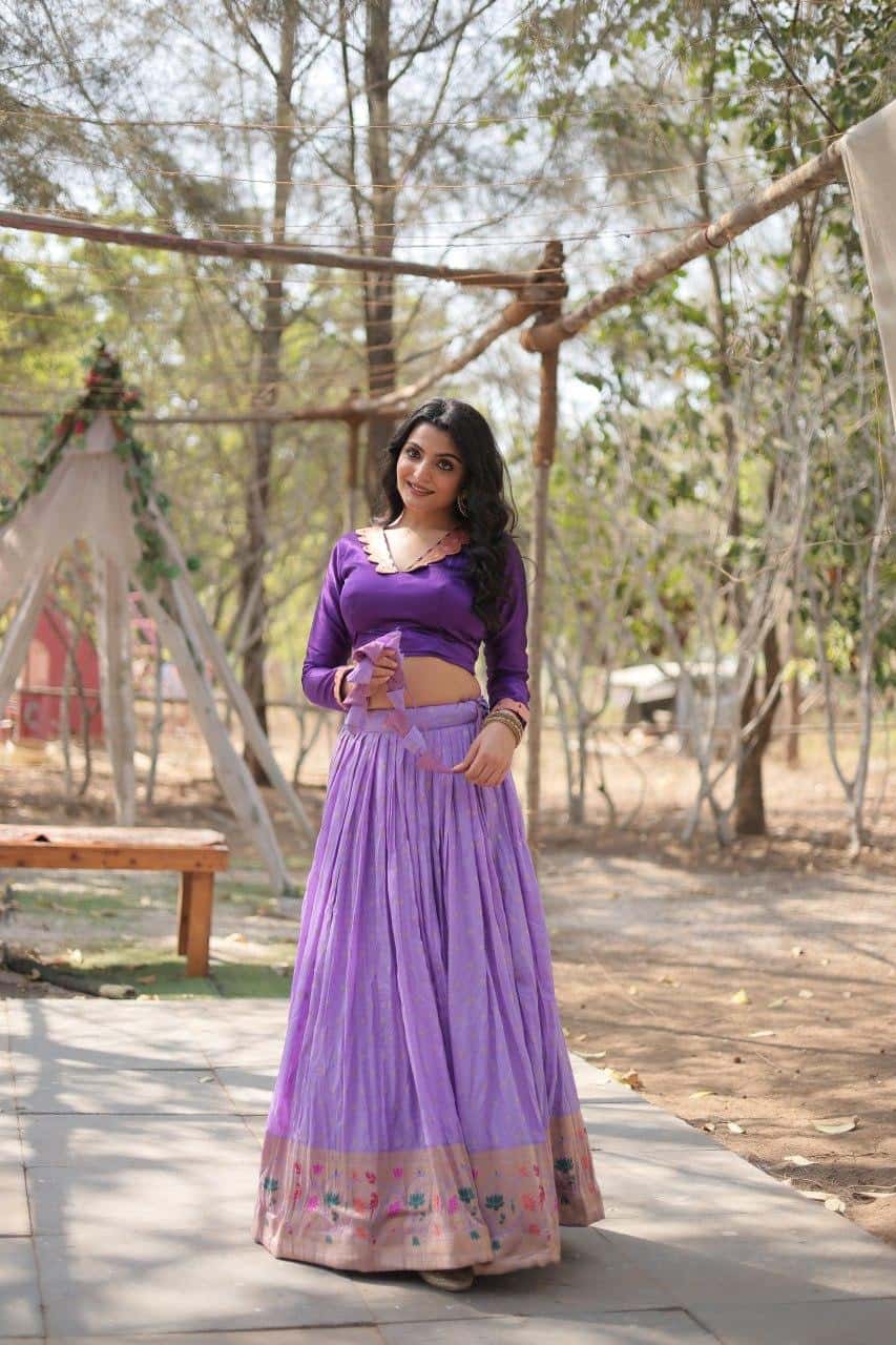 Pure Dyable Viscose Jacquard with Kalamkari Lehenga with Blouse
