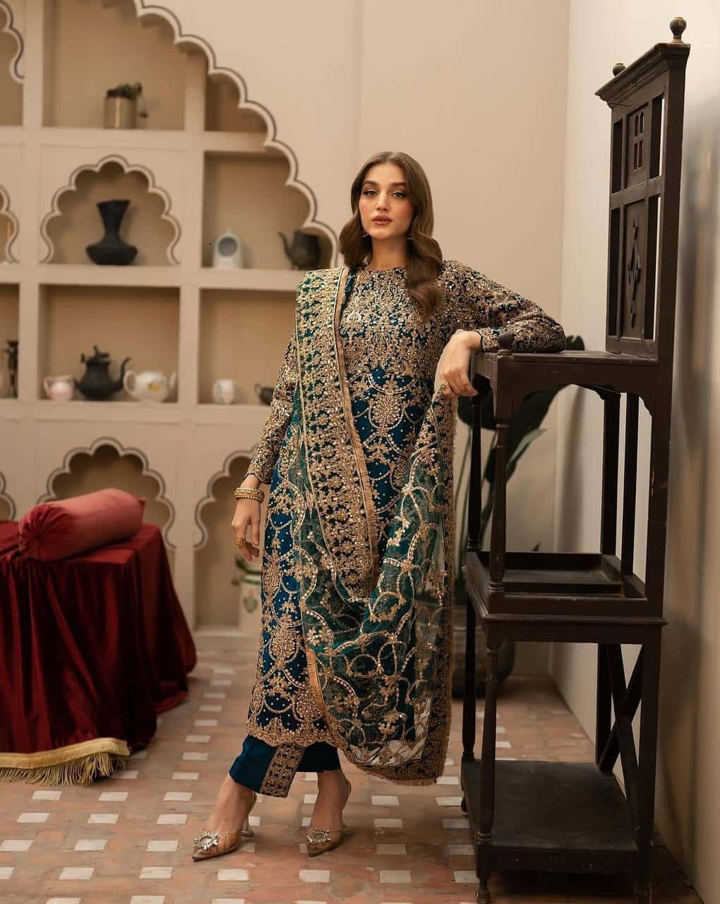 Elegant Embroidered Faux Georgette Top and Pant & Dupatta Set