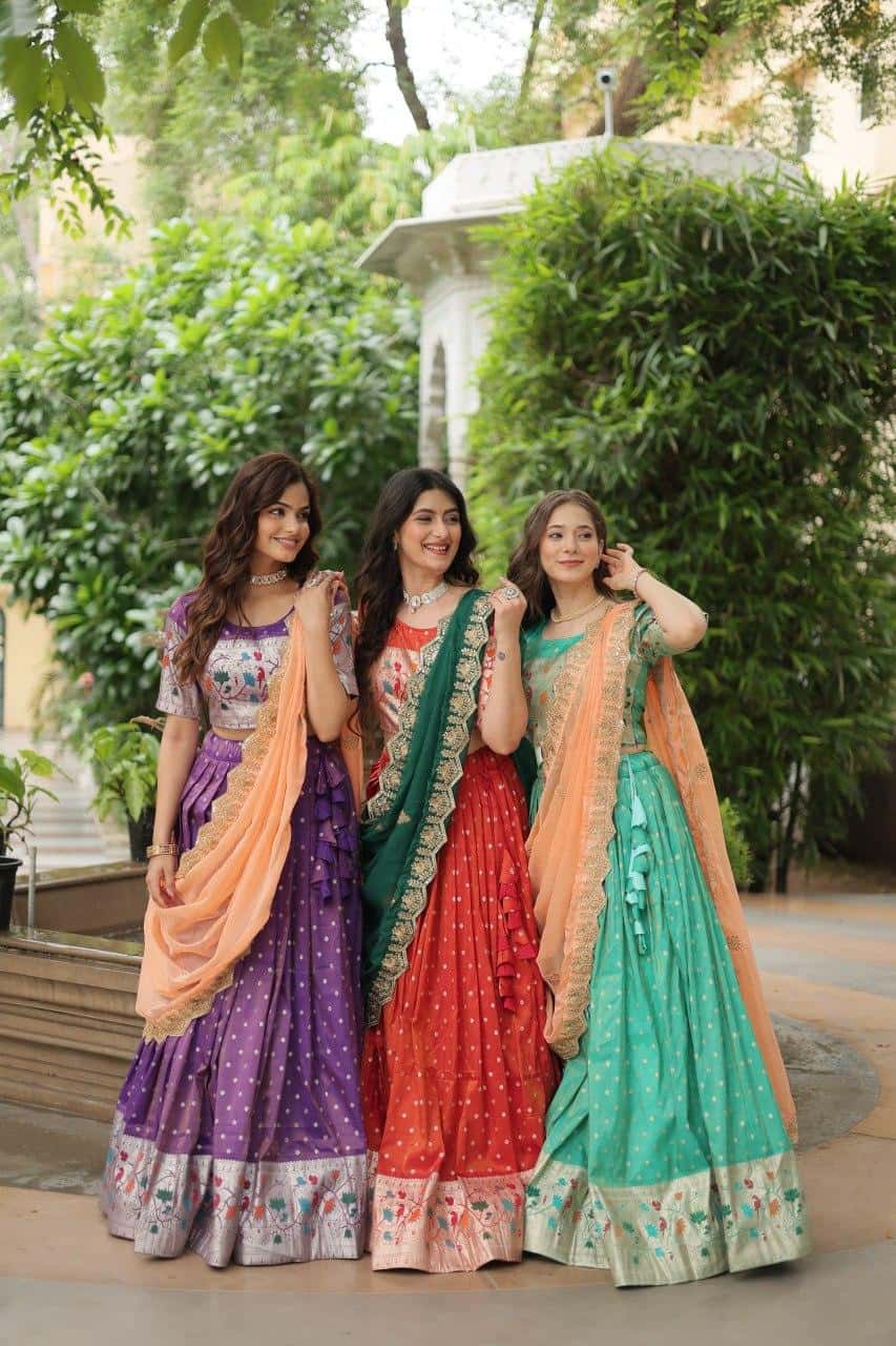 Cosmos Jacquard with Meena Weaving Lehenga Blouse with Dupatta