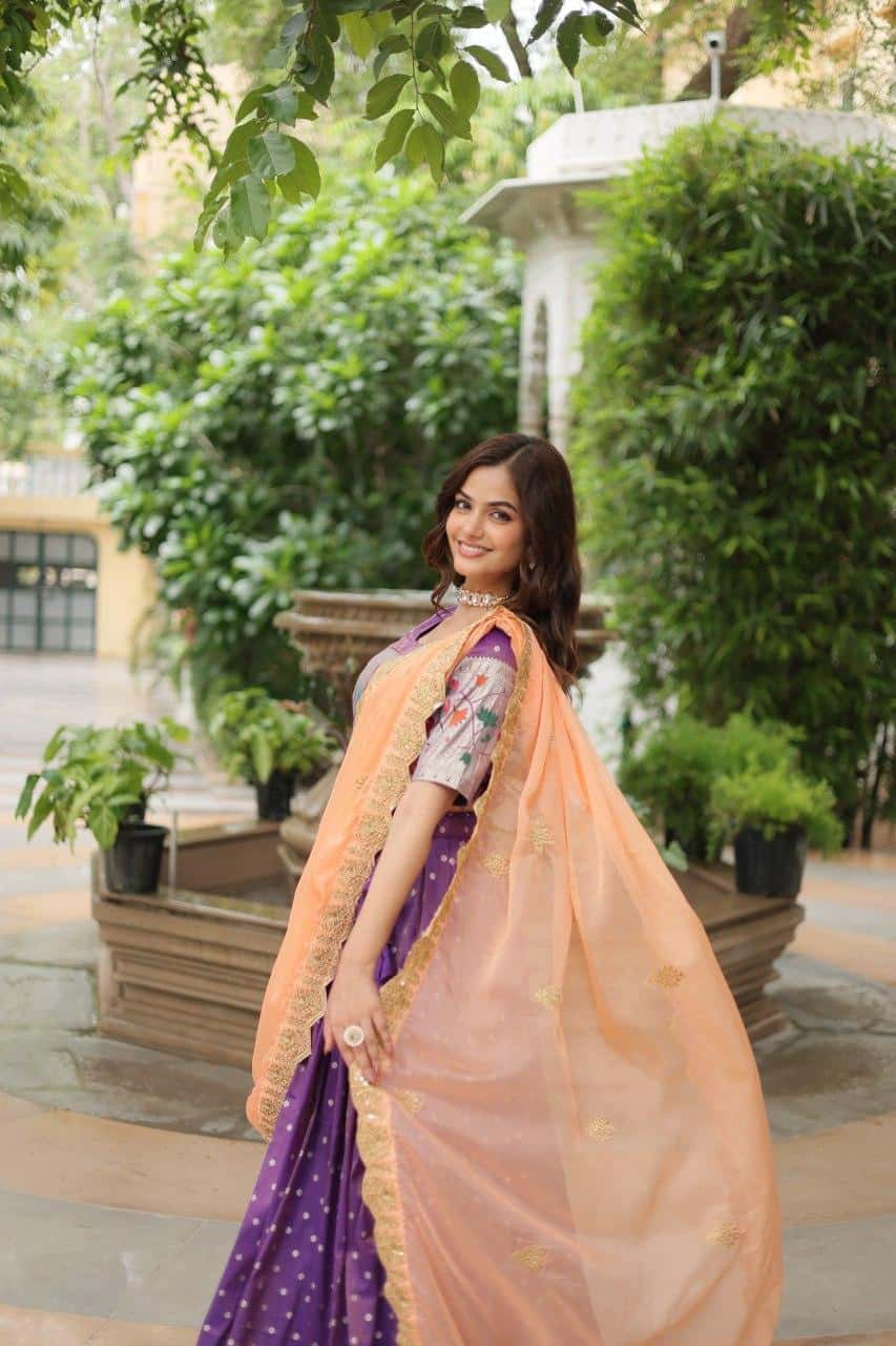 Cosmos Jacquard with Meena Weaving Lehenga Blouse with Dupatta