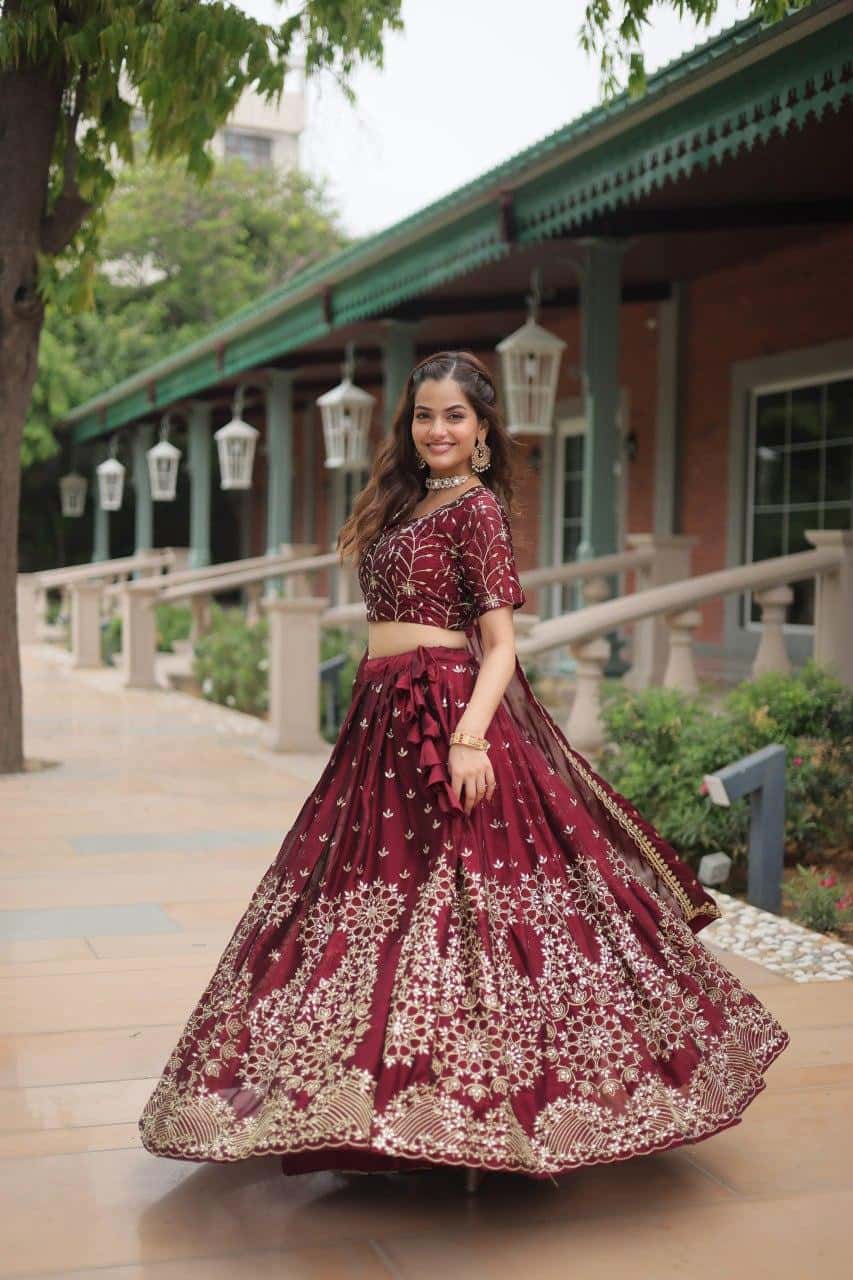 Rangoli Silk with Heavy Sequins Lehenga Blouse with Dupatta