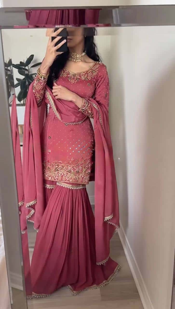 Elegant Gold Crush Top with Plazzo and Dupatta Set