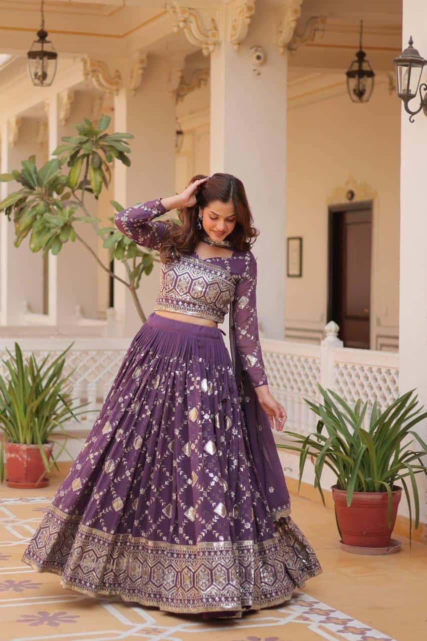 Heavy Faux Georgette Lehenga Choli with Dupatta