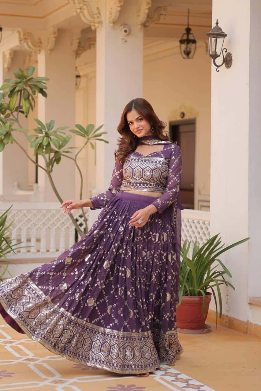 Heavy Faux Georgette Lehenga Choli with Dupatta