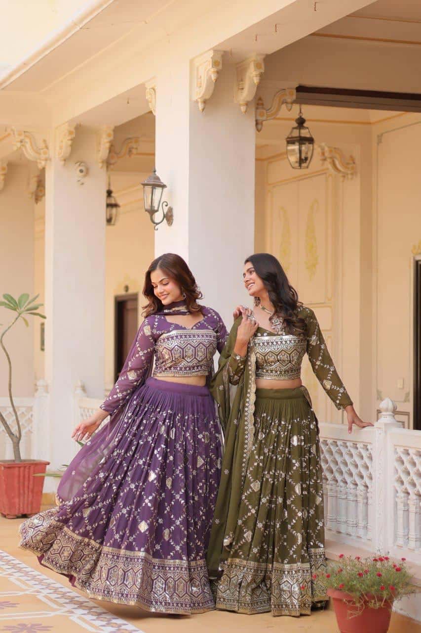 Heavy Faux Georgette Lehenga Choli with Dupatta
