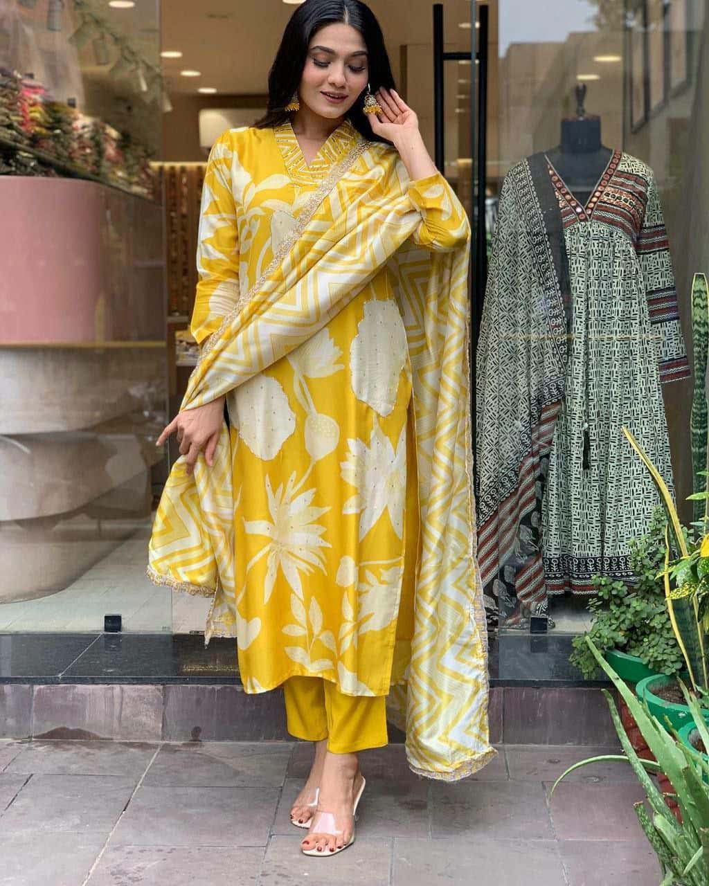 Breezy and Bold: Fuchsia, Yellow, and White Festive Wear