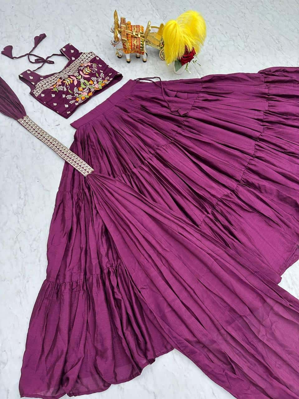 Pure Chinon Kurta Skirt Jacket with Dupatta