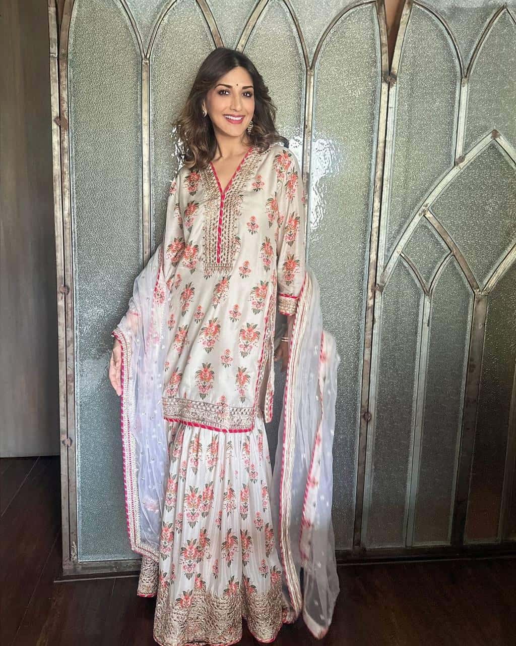 Pure Chinon Silk Kurta Sharara with Dupatta