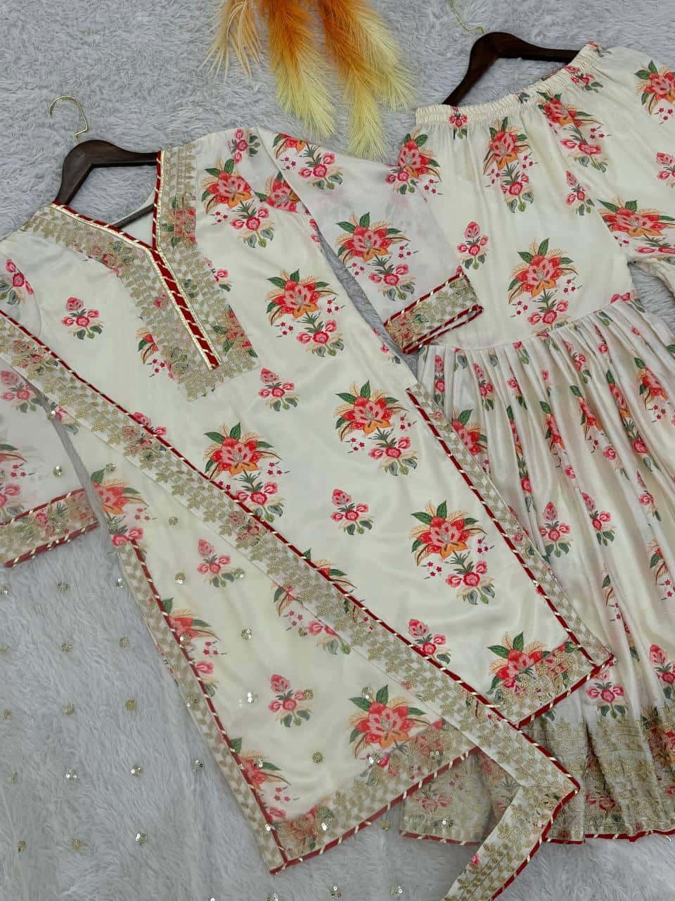 Pure Chinon Silk Kurta Sharara with Dupatta