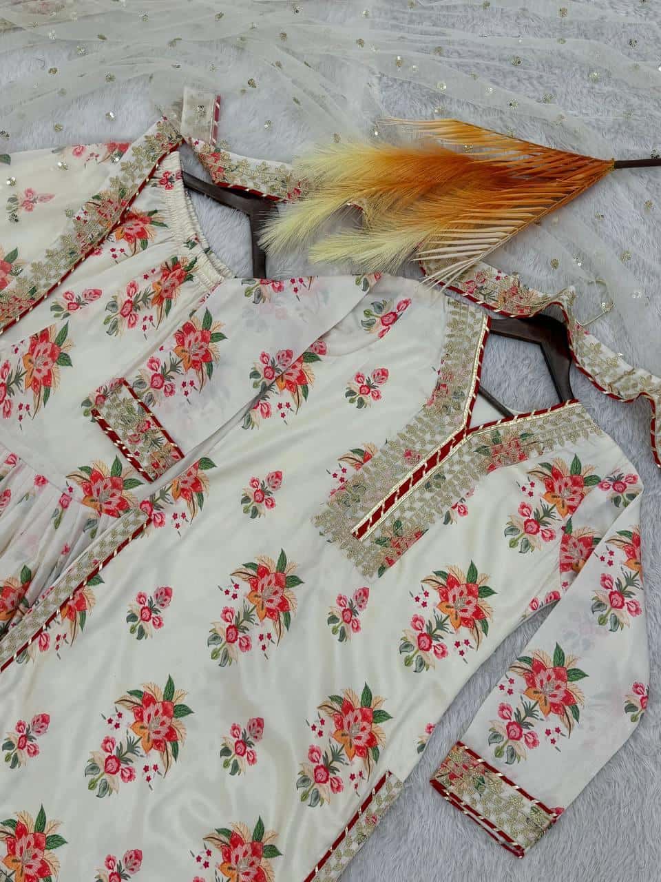 Pure Chinon Silk Kurta Sharara with Dupatta