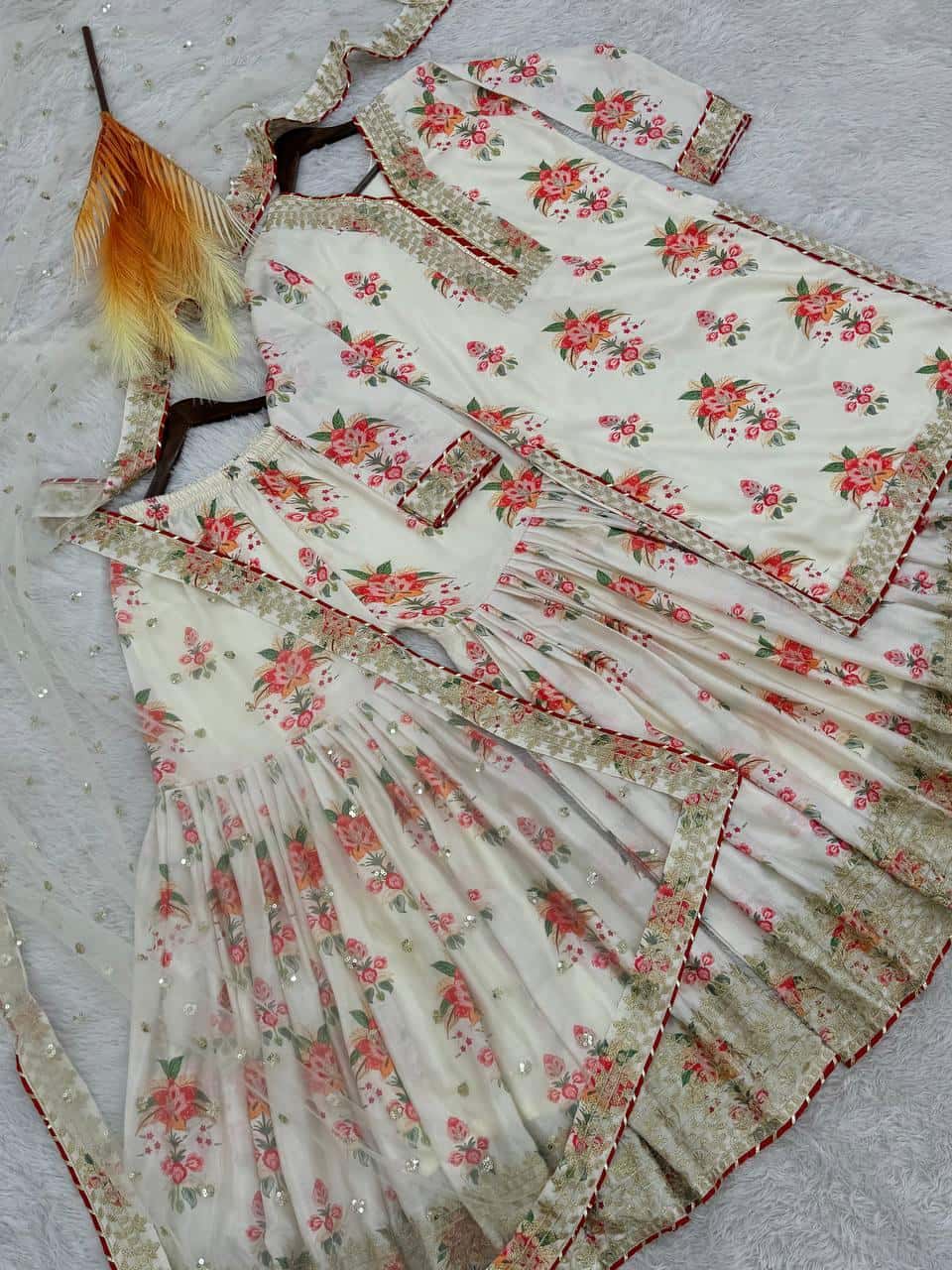Pure Chinon Silk Kurta Sharara with Dupatta