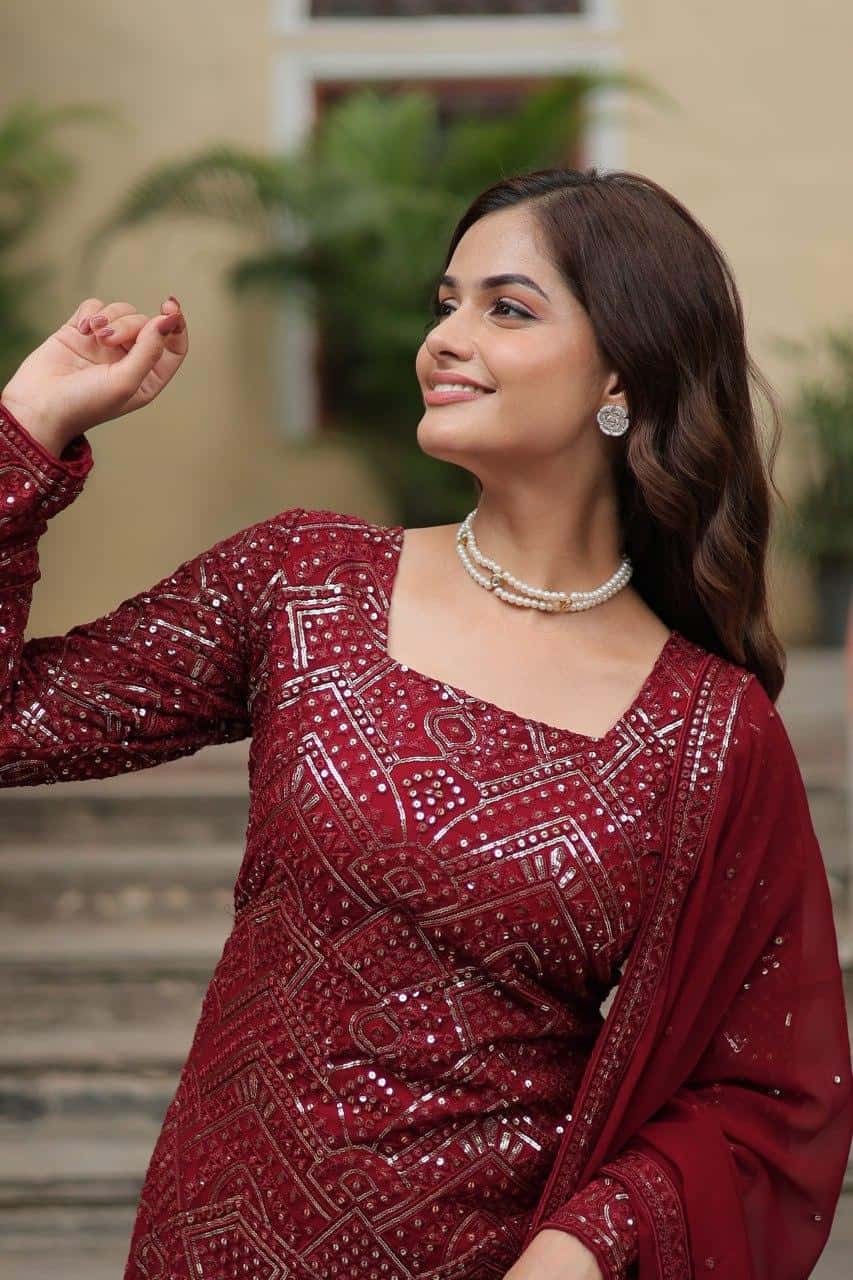 Faux Georgette Kurta Sharara with Dupatta