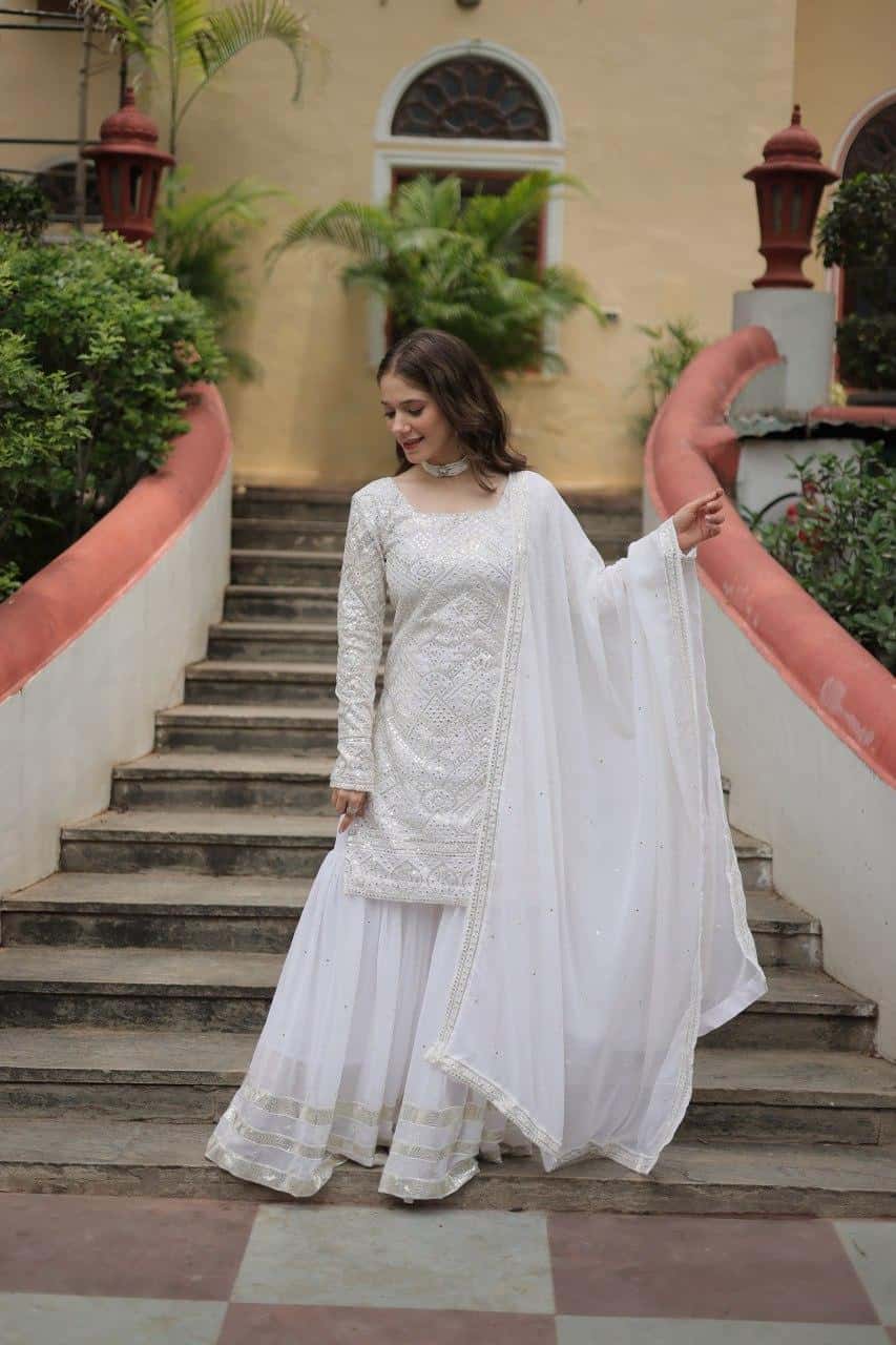 Faux Georgette Kurta Sharara with Dupatta